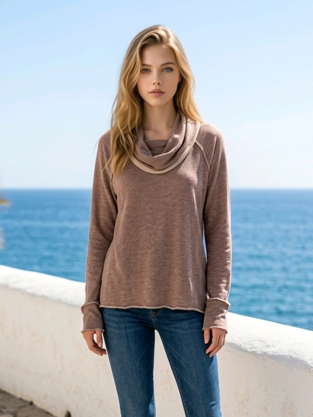 Free People Beach Cocoon Cowl Boho Pullover Dusty Rose OS (see pics) EUC